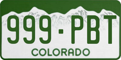 CO license plate 999PBT