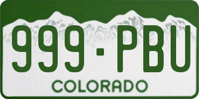 CO license plate 999PBU