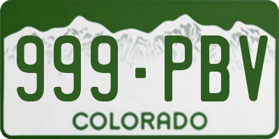 CO license plate 999PBV