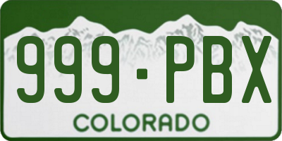 CO license plate 999PBX