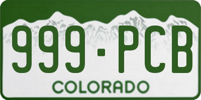 CO license plate 999PCB