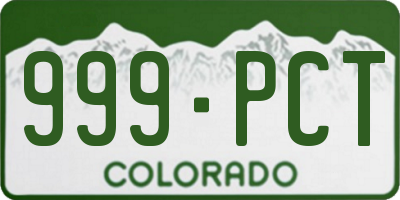 CO license plate 999PCT