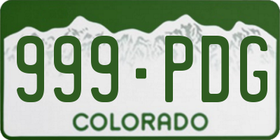 CO license plate 999PDG