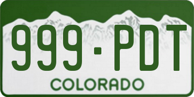CO license plate 999PDT