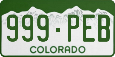 CO license plate 999PEB