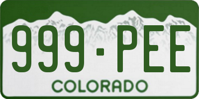 CO license plate 999PEE