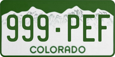CO license plate 999PEF