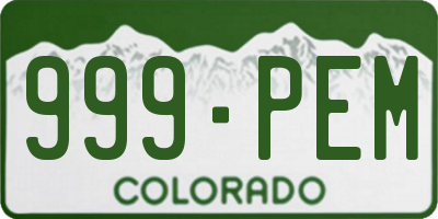 CO license plate 999PEM