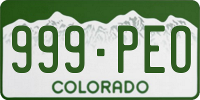 CO license plate 999PEO