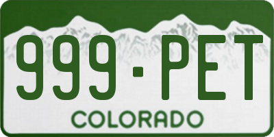 CO license plate 999PET