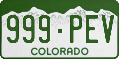 CO license plate 999PEV
