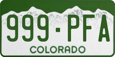 CO license plate 999PFA