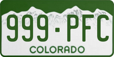 CO license plate 999PFC