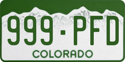CO license plate 999PFD