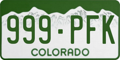 CO license plate 999PFK