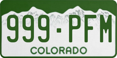 CO license plate 999PFM