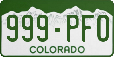 CO license plate 999PFO