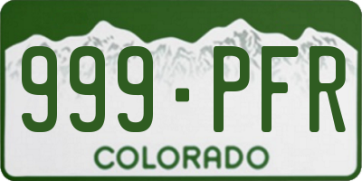 CO license plate 999PFR