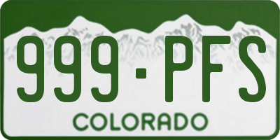 CO license plate 999PFS