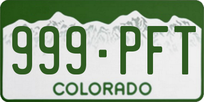 CO license plate 999PFT