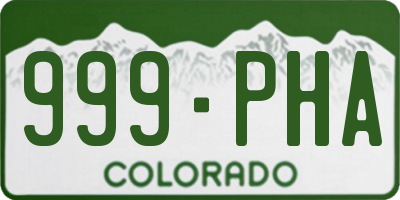 CO license plate 999PHA