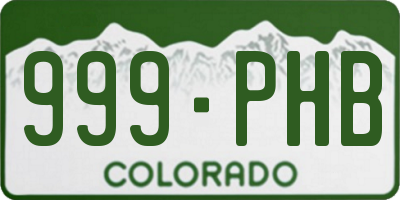 CO license plate 999PHB