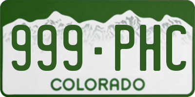 CO license plate 999PHC