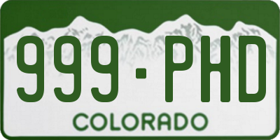 CO license plate 999PHD