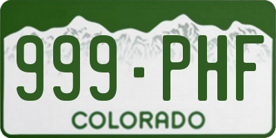 CO license plate 999PHF