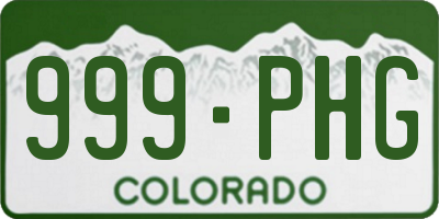 CO license plate 999PHG