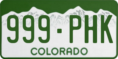 CO license plate 999PHK