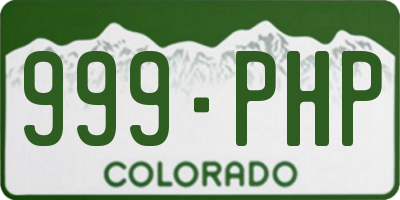 CO license plate 999PHP