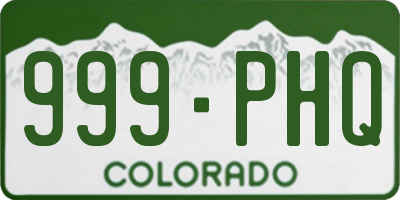 CO license plate 999PHQ