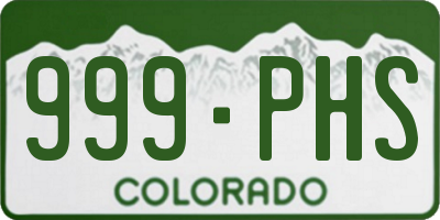 CO license plate 999PHS
