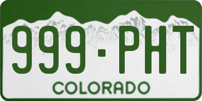 CO license plate 999PHT