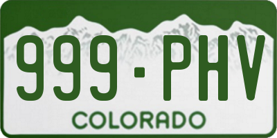 CO license plate 999PHV