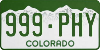 CO license plate 999PHY