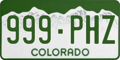 CO license plate 999PHZ