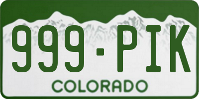 CO license plate 999PIK