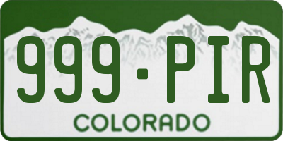 CO license plate 999PIR