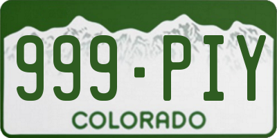CO license plate 999PIY