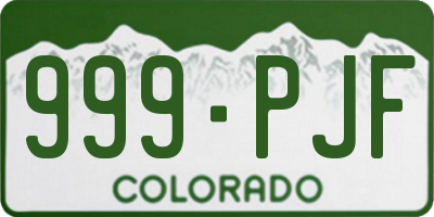 CO license plate 999PJF
