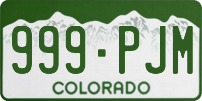 CO license plate 999PJM