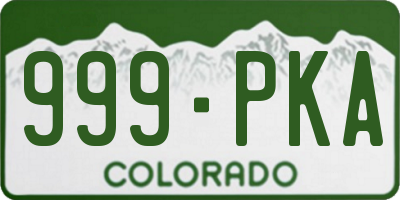 CO license plate 999PKA