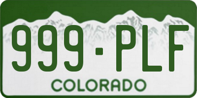CO license plate 999PLF
