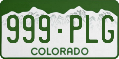 CO license plate 999PLG