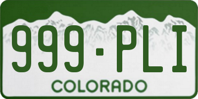 CO license plate 999PLI