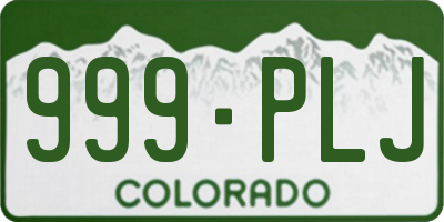 CO license plate 999PLJ