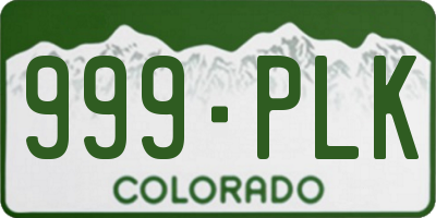 CO license plate 999PLK