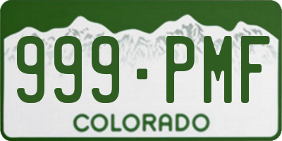 CO license plate 999PMF